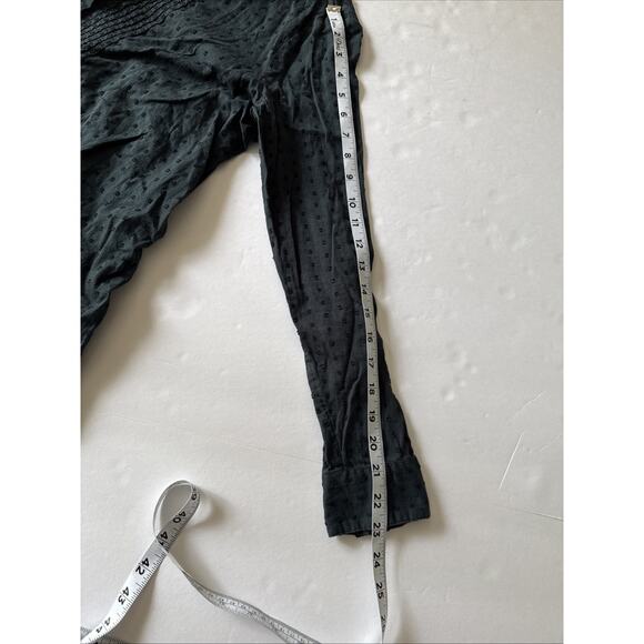 J. Jill Popover Sz Small Swiss Dot Forest Green Blouse Casual Office Fairy - Picture 5 of 10